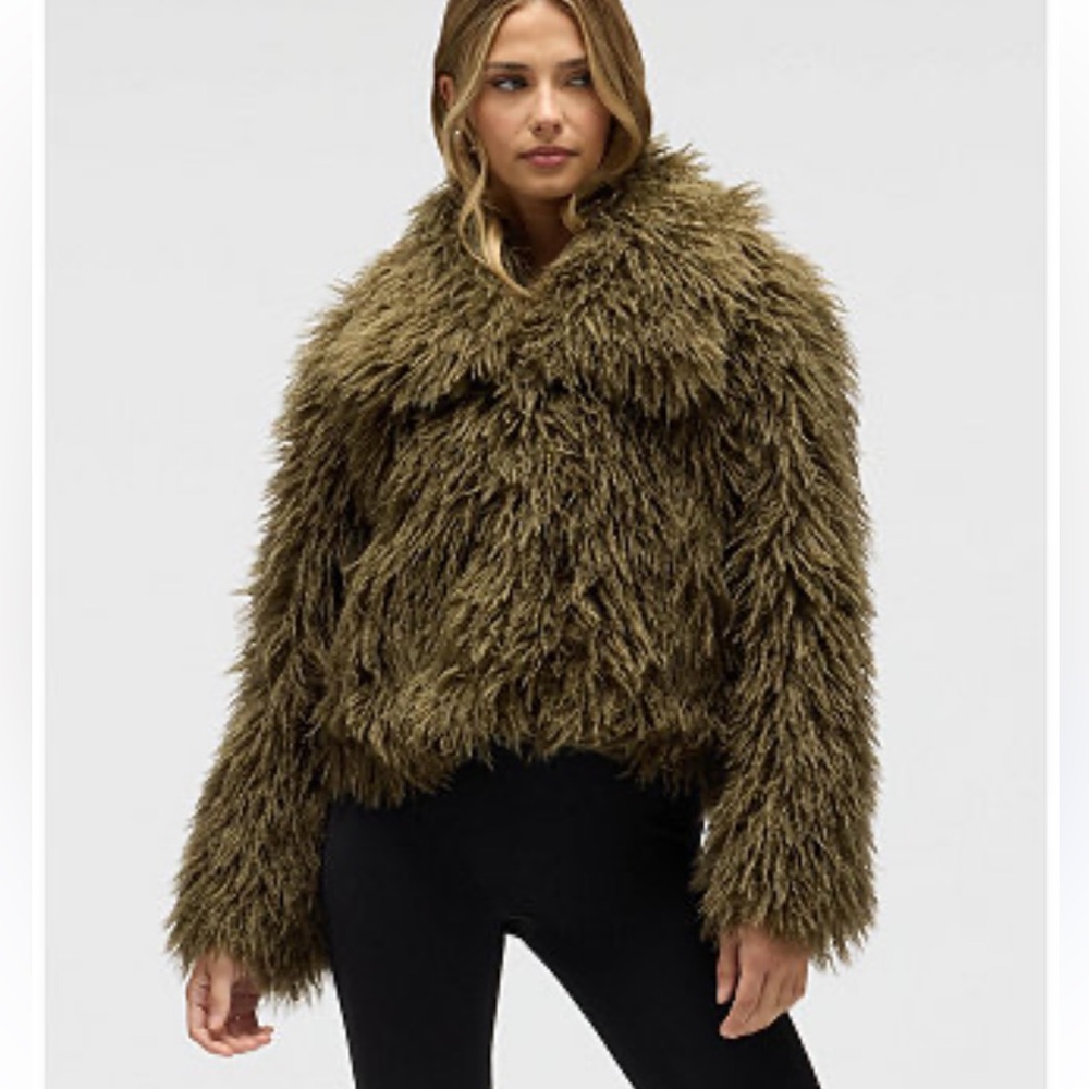 Anthropologie Dark Brown NVLT CROP
FRINGE FAUX FUR COAT sz XS - Picture 1 of 8